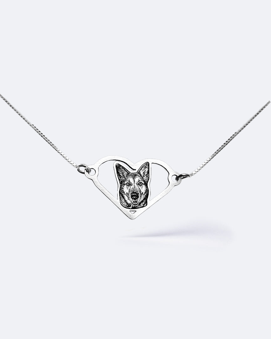 Engraved Custom Silvercut® Photo Bracelet With Heart Halo Dog