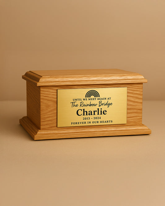 Rainbow Bridge Oak Pet Urn