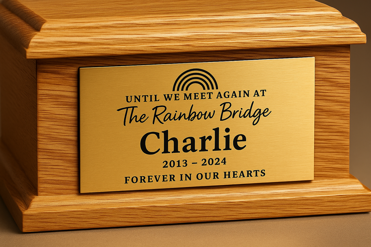 Rainbow Bridge Oak Pet Urn
