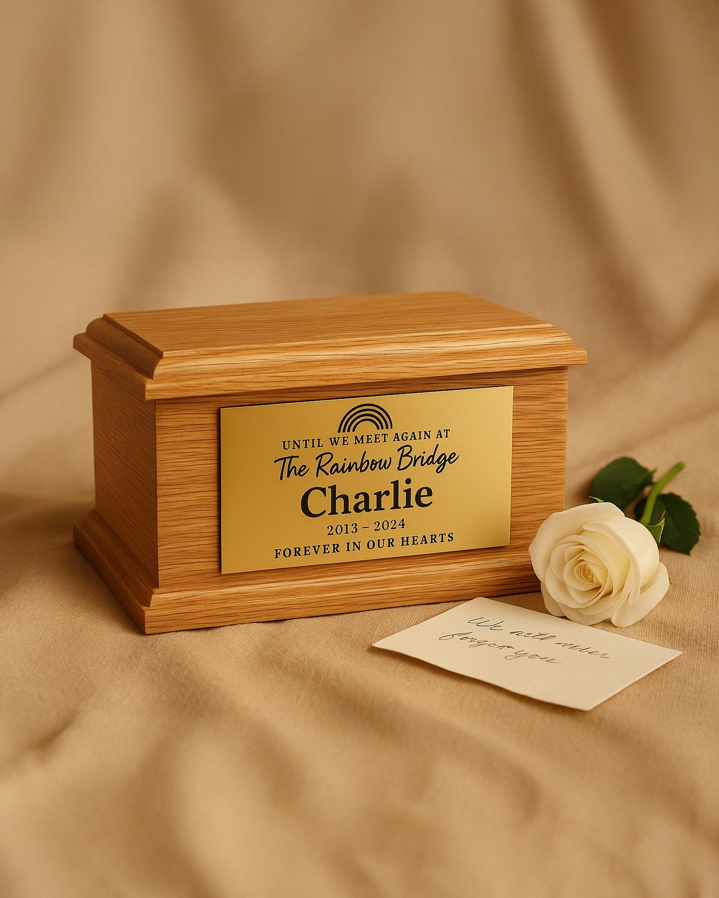 Rainbow Bridge Oak Pet Urn