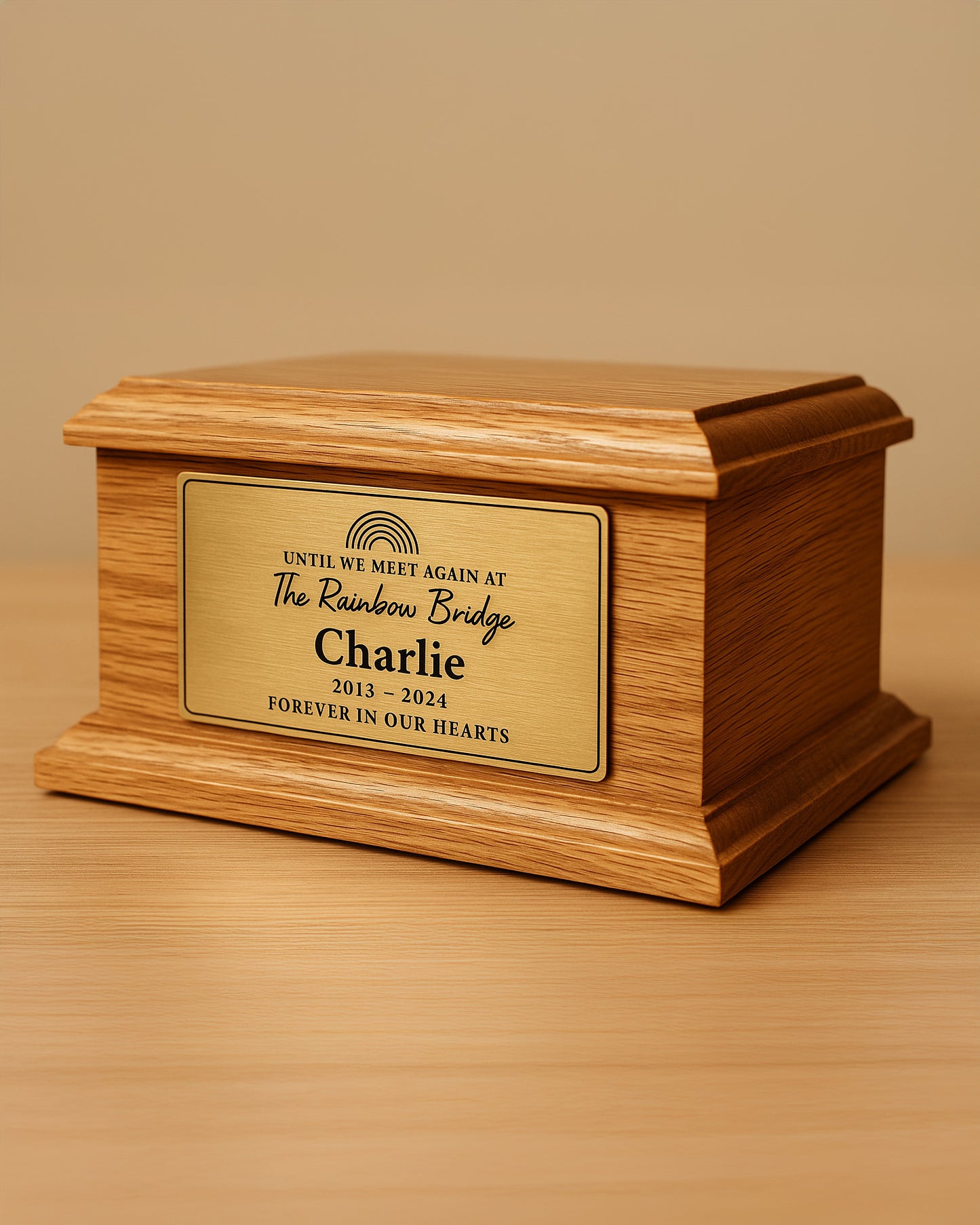 Rainbow Bridge Oak Pet Urn