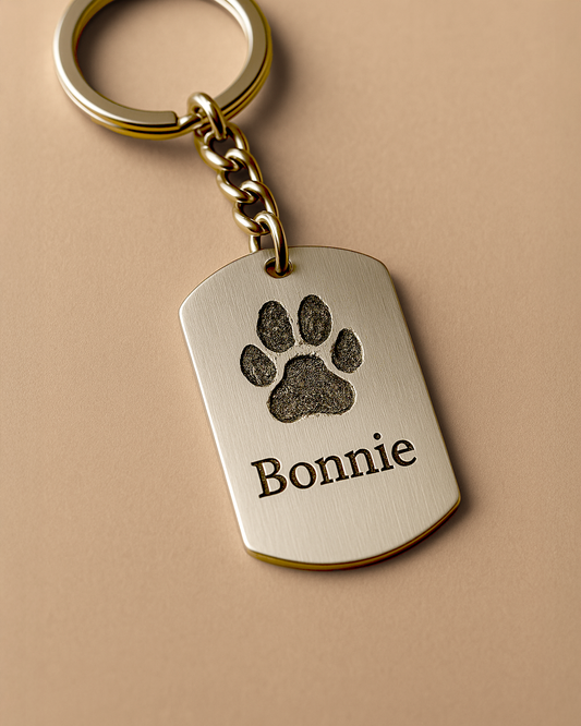 Dogtag Paw Keychain