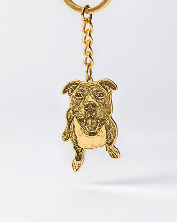 Silvercut® Black Medallion Dog Keychain With Custom Engraved Photo