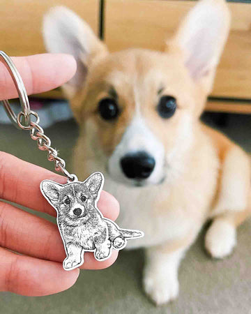 Funnylife Custom Keychain with Dog Photo Pet Picture Keychain