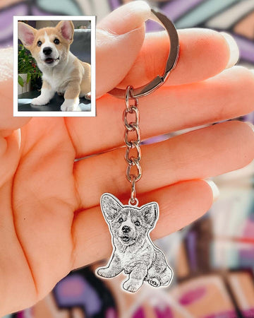 OYEFLY Custom Key Ring Engraved Pendant Pet Photo Keychain 925 sterling  silver Keychain Gift For Pet Lover Personalized Picture Keychain