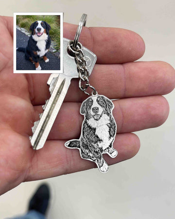 Silvercut® Life-Like Dog Keychain With Custom Engraved Photo