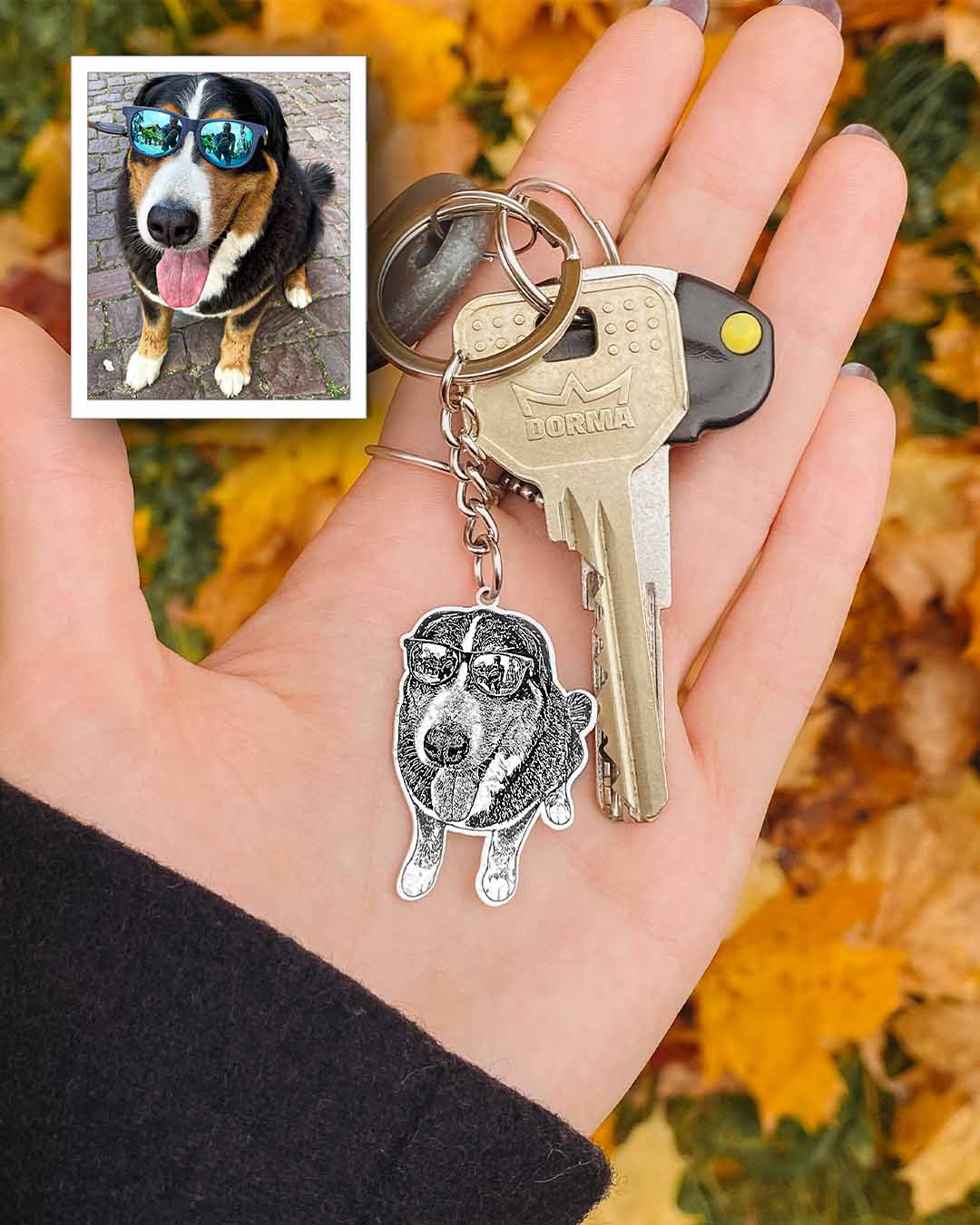 Dog photo keychain hotsell