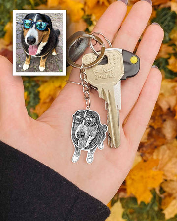 Personalised Engraved Dog Keyring ~ Brown